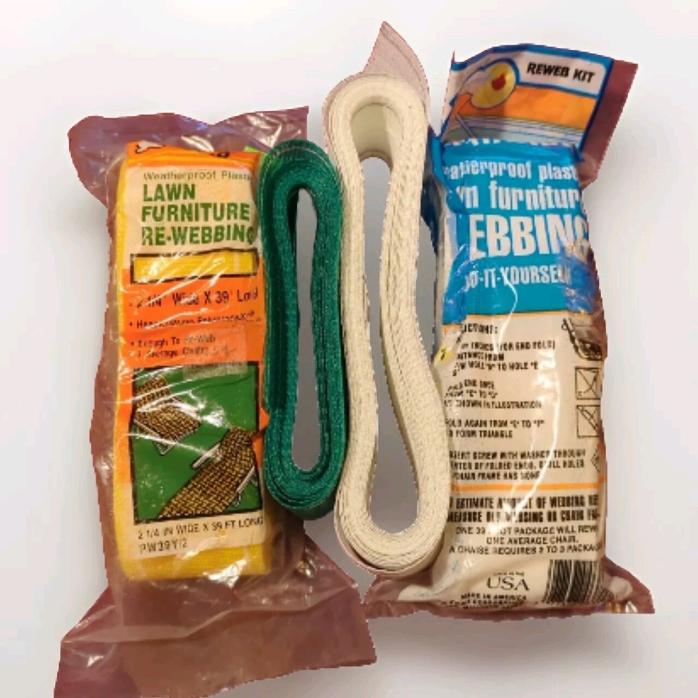 Frost King & Oceanside Re-webbing (4) Yellow/White/Green (2)‎ New - 2 1/4inx39ft